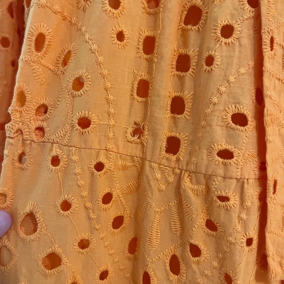 Zara Vibrant Orange Long Sleeve Eyelet Dress - Picture 5 of 6